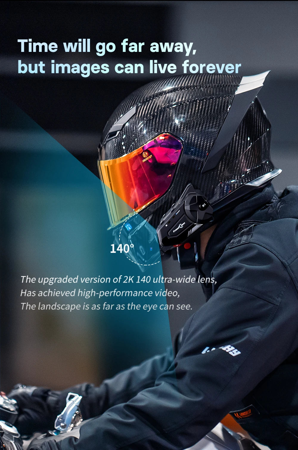 Motorcycle Helmet Intercom with Camera – Bluetooth 5.0, 1000m Range, Group Ride