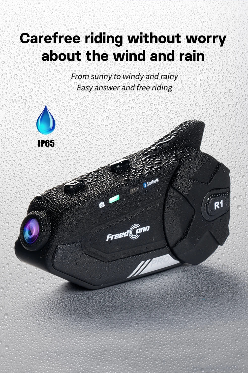 Motorcycle Helmet Intercom with Camera – Bluetooth 5.0, 1000m Range, Group Ride