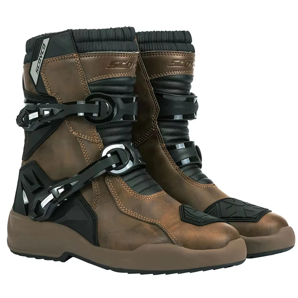 Heavy-Duty Waterproof Motorcycle Boots – Anti-Slip, Metal Toe Protection