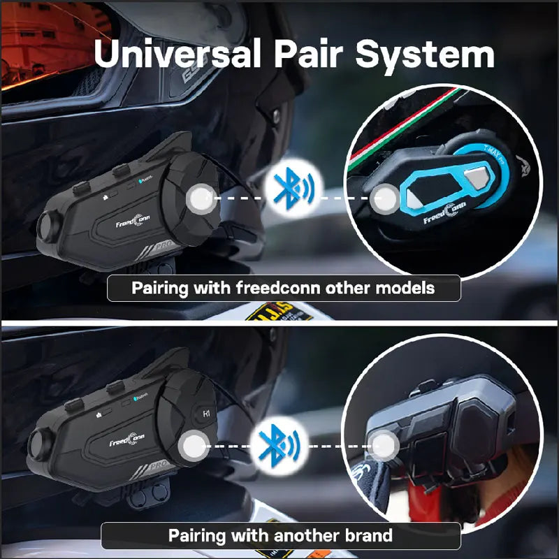 Motorcycle Helmet Intercom with Camera – Bluetooth 5.0, 1000m Range, Group Ride