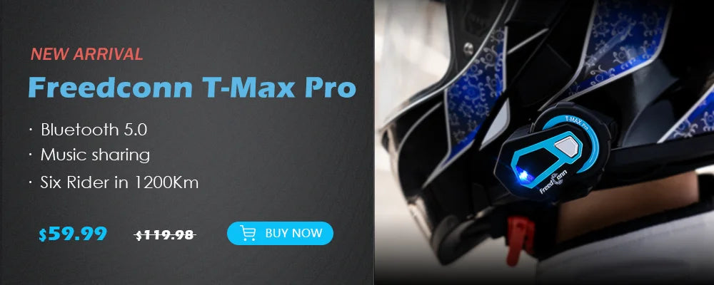 Motorcycle Helmet Intercom with Camera – Bluetooth 5.0, 1000m Range, Group Ride